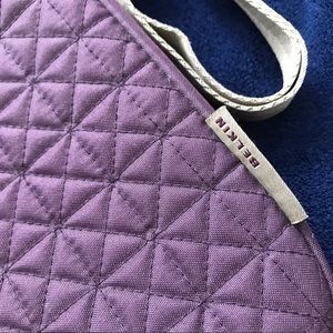 Quilted Messenger Style Laptop Bag - Plum - EUC